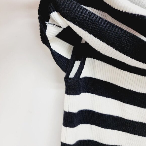 Broadway shirt Black & White Striped Off-Shoulder Ribbed Size S - Picture 9 of 9